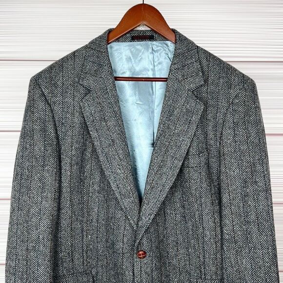 Boston Traders Men's Gray Wool Tweed Single Breasted Lined Sports Coat Blazer - Picture 1 of 15